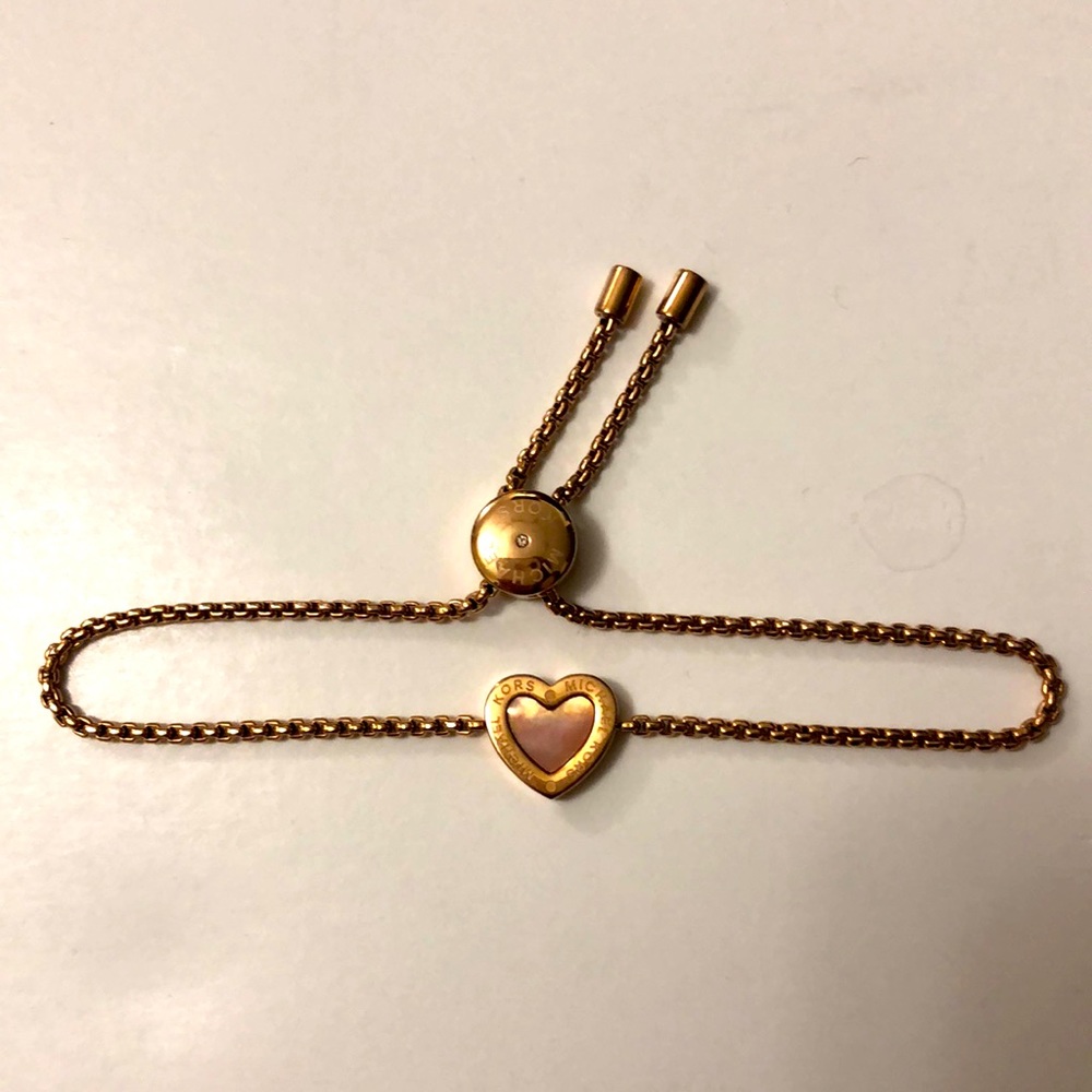 Michael Kors Bracelet Heart Slider w Mother of Pearl Rose Gold Plated Excellent
